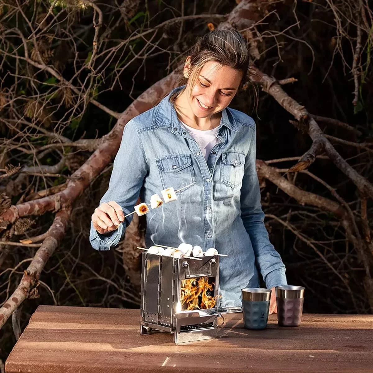 Stainless Steel Wood-burning Stove Lightweight Compact Camping Stove Portable Folding Wood Stove For Outdoor Camping Hiking - Image 2