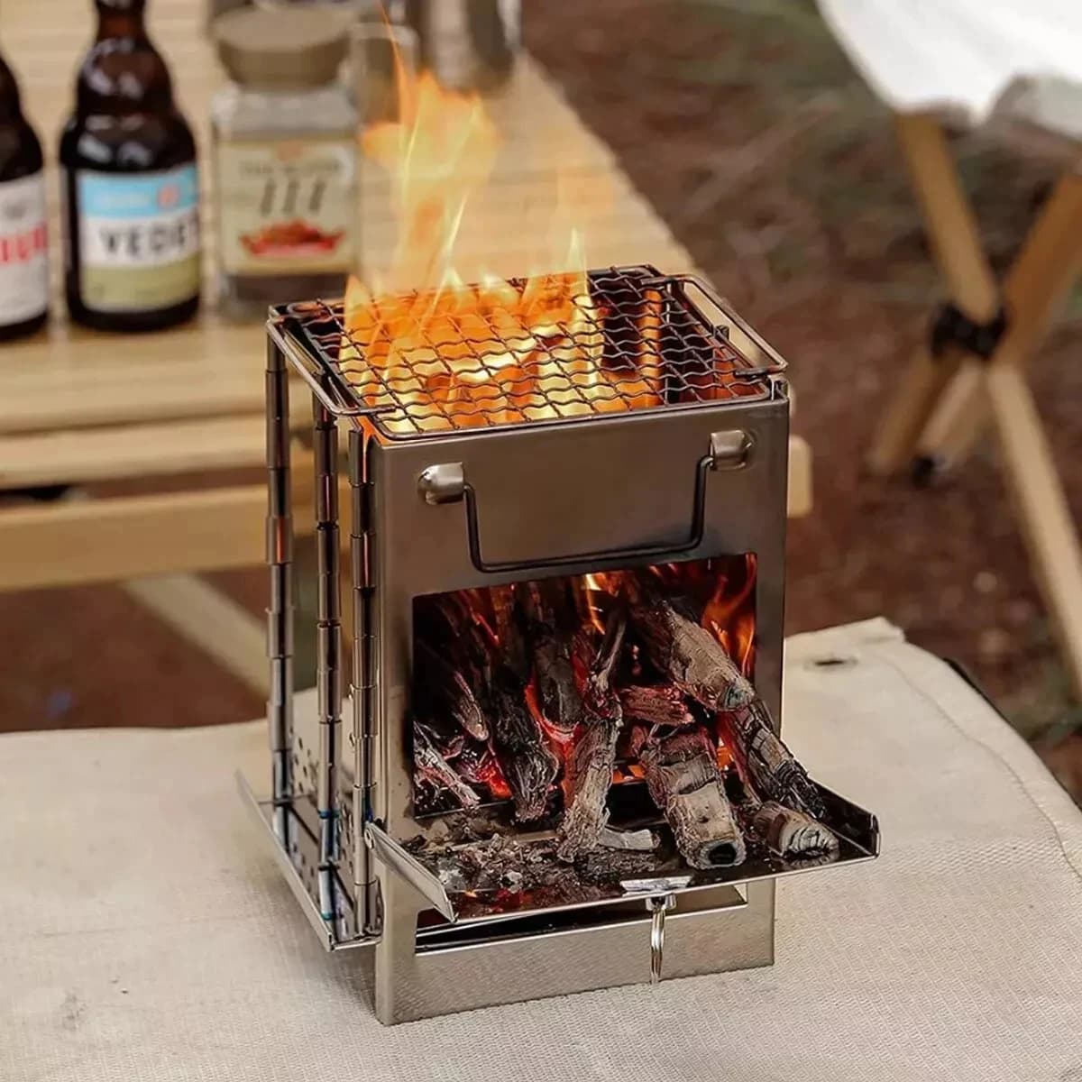 Stainless Steel Wood-burning Stove Lightweight Compact Camping Stove Portable Folding Wood Stove For Outdoor Camping Hiking - Image 3
