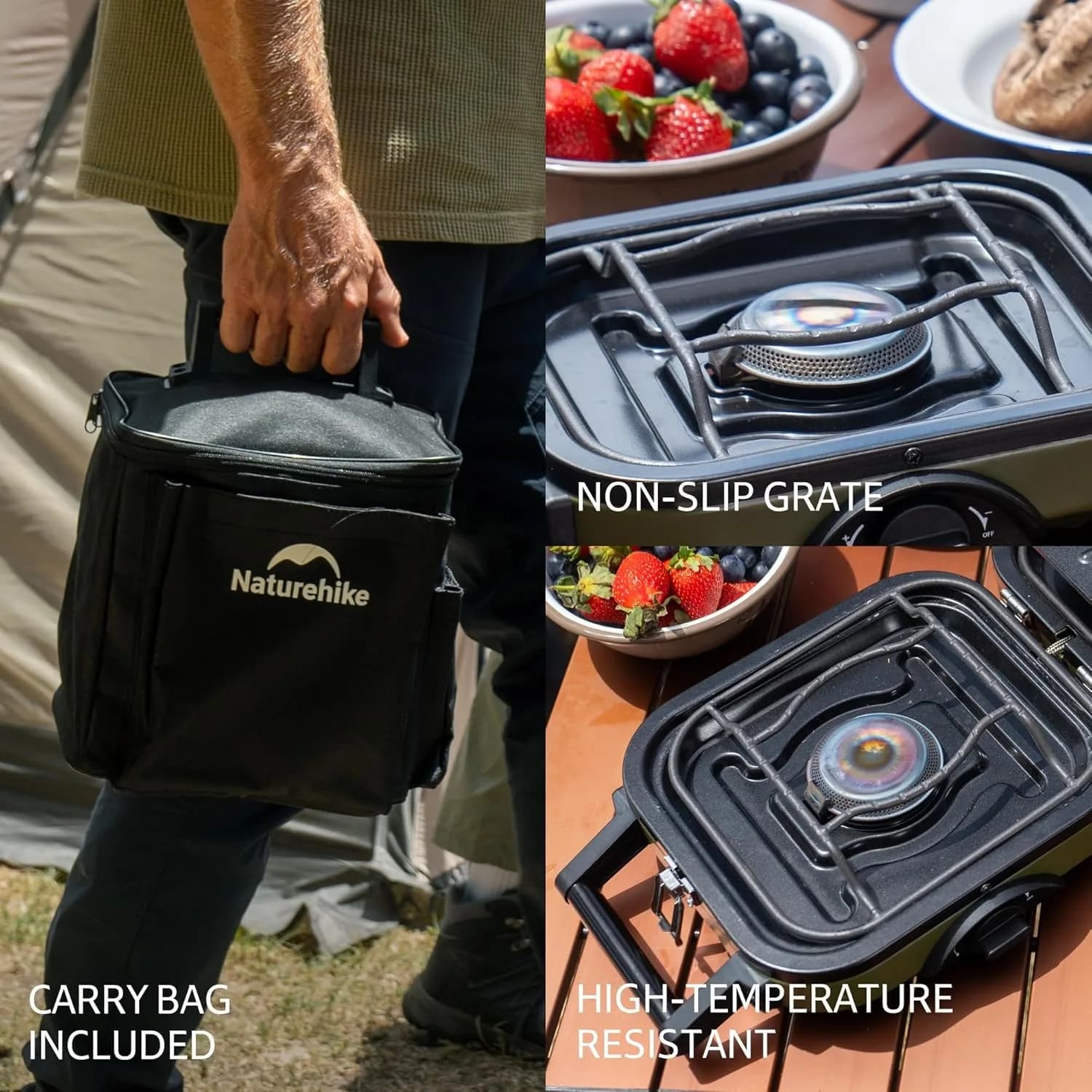 Naturehike 2 Burner Folding Camping Stove Portable Propane Gas Stove with Carry Bag 16000 BTU Stove Outdoor Picnic Equipment - Image 4