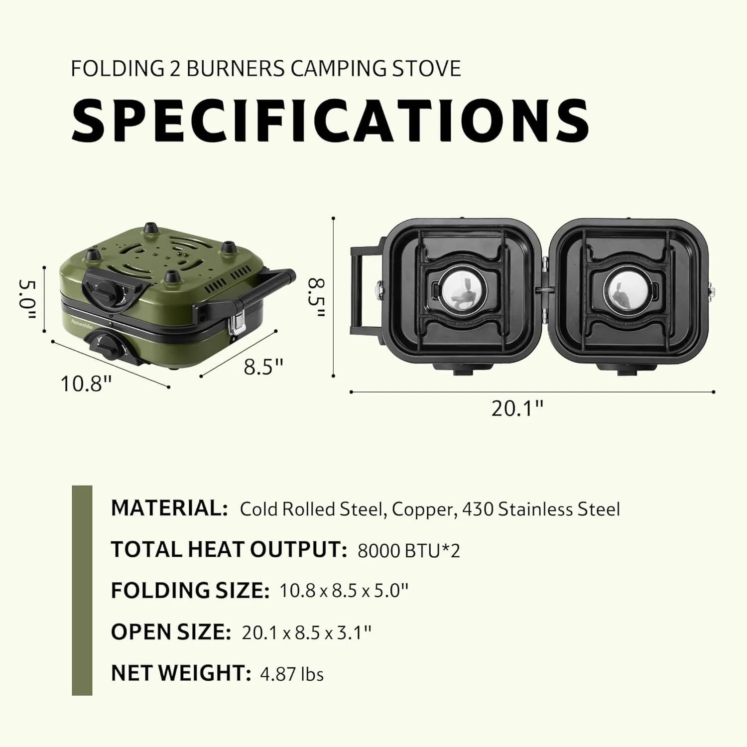 Naturehike 2 Burner Folding Camping Stove Portable Propane Gas Stove with Carry Bag 16000 BTU Stove Outdoor Picnic Equipment - Image 6