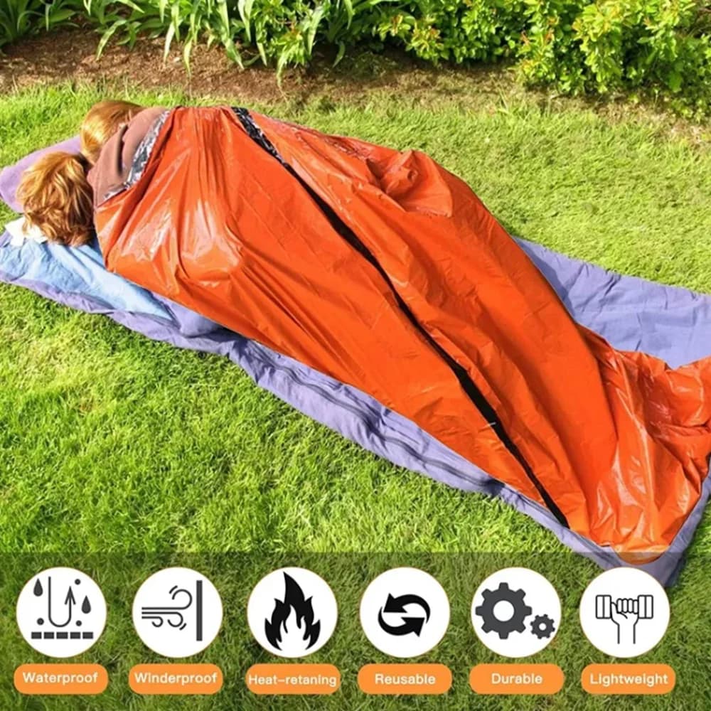 2PCS Emergency Sleeping Bags Thermal Blanket Waterproof Outdoor Survival - Image 3