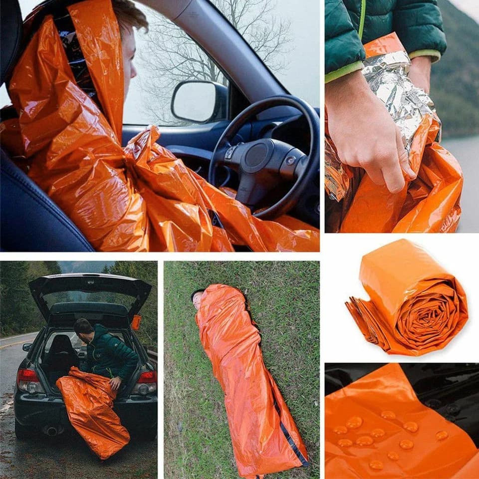 2PCS Emergency Sleeping Bags Thermal Blanket Waterproof Outdoor Survival - Image 6