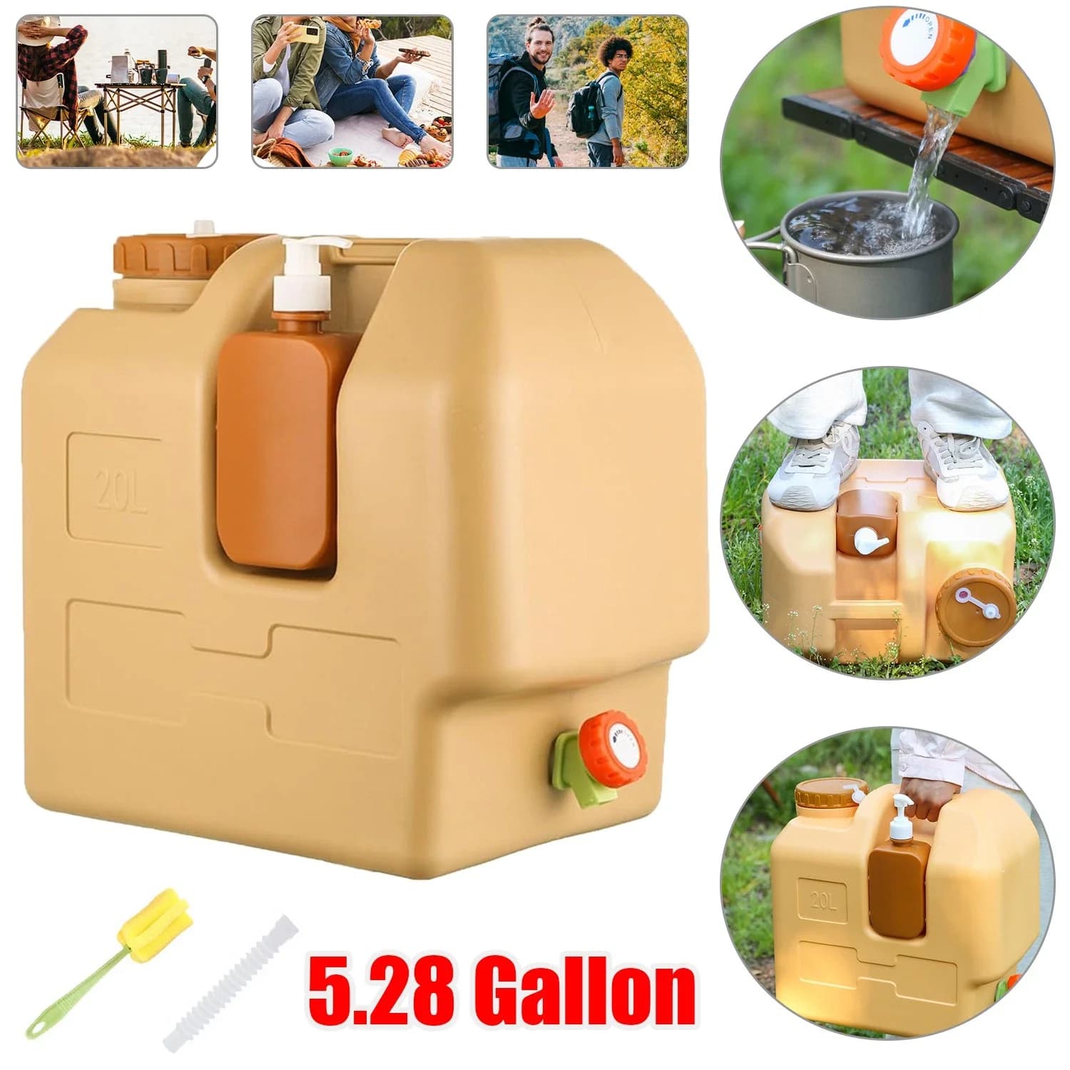 20L Emergency Water Container Large-Capacity Portable Camping Water Bag With Spigot Water Storage Jug For Outdoor Picnic Hiking - Image 1