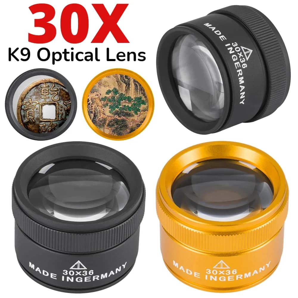 30X 36mm Magnifying Glass for Precision Work K9 Optical Lens Monocle Watch Magnifier Loupe Handheld Coin Stamps Jewelry Loupe - Image 1