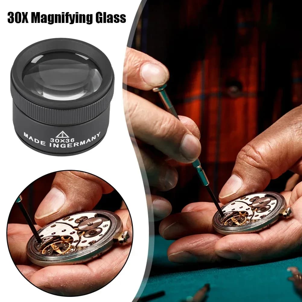 30X 36mm Magnifying Glass for Precision Work K9 Optical Lens Monocle Watch Magnifier Loupe Handheld Coin Stamps Jewelry Loupe - Image 4