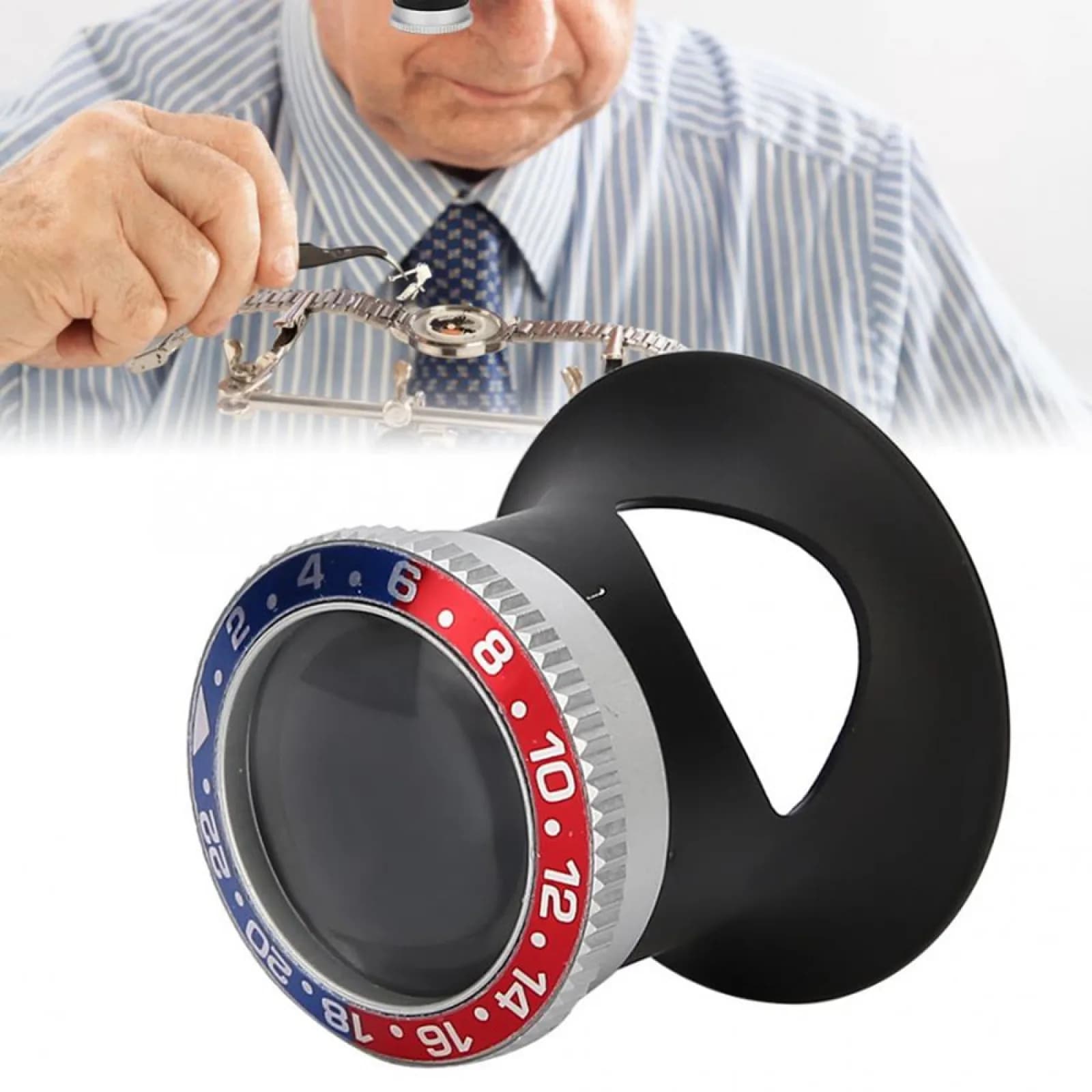 10/20X Optional High Multiplier Watch Magnifier 23.4cm Magnifying Glasses Loupe Jewel Watchmaker Repair Tool - Image 1