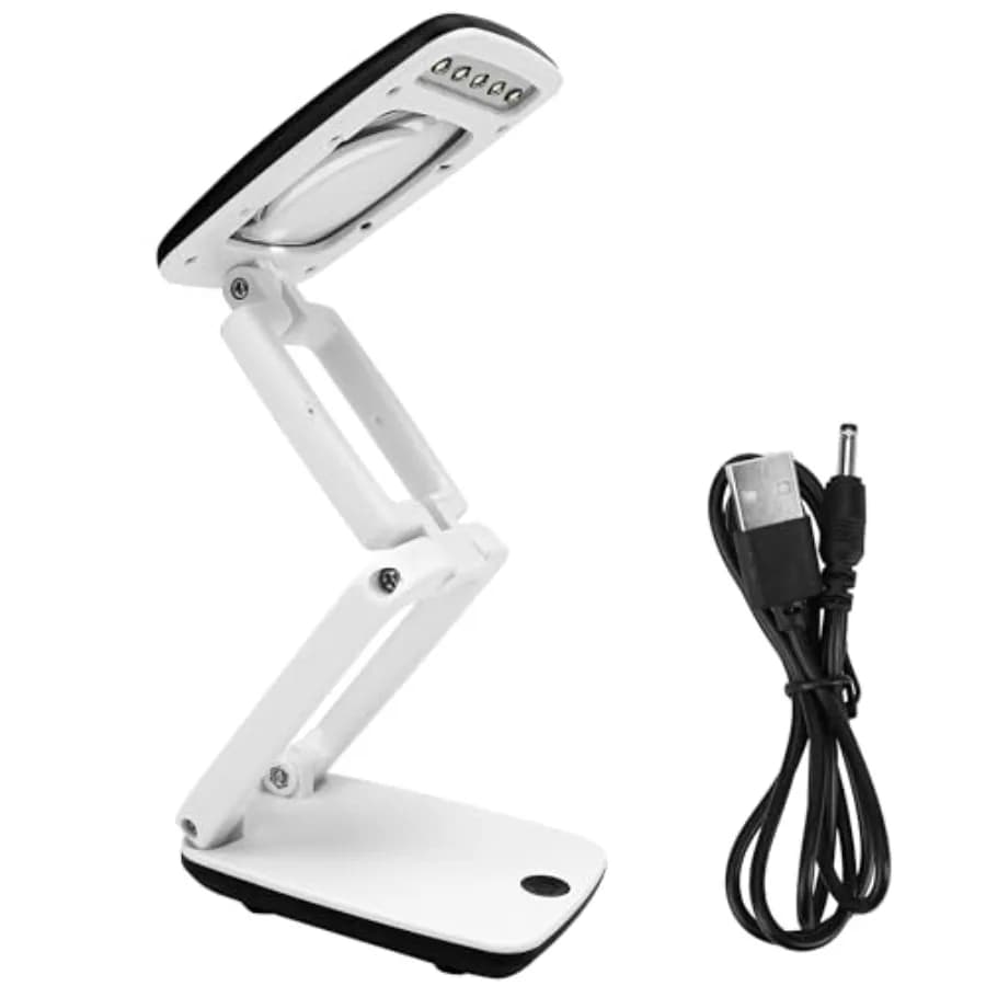 Pocket Magnifying Glass with Light and Stand, Small 3X Magnifying Lamp, Portable 2-in-1 LED Lighted Desk Magnifier Visor Foldin - Image 1
