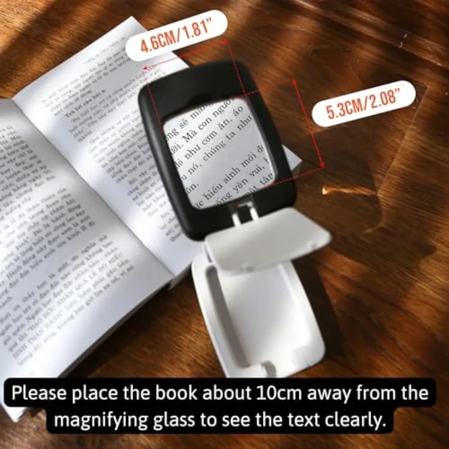 Pocket Magnifying Glass with Light and Stand, Small 3X Magnifying Lamp, Portable 2-in-1 LED Lighted Desk Magnifier Visor Foldin - Image 2
