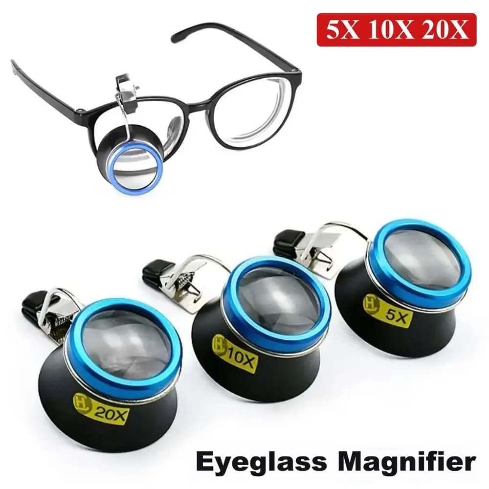 1Pcs New 5X 10X 20X Eyeglass Magnifier Clip-On Eye Loupe Loupe Magnifying Lens Portable Eyepiece Process Operation - Image 1