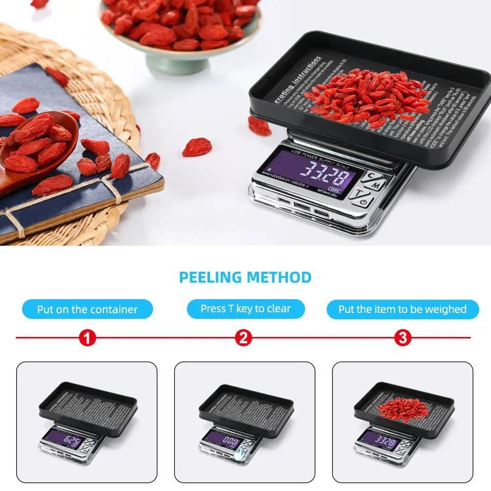 Multifunctional Pocket Scale - LED Digital Shows Digital Tiny Pocket Scale for Gram Food Jewelry Ounces/Grains Powder Weighing - Image 6