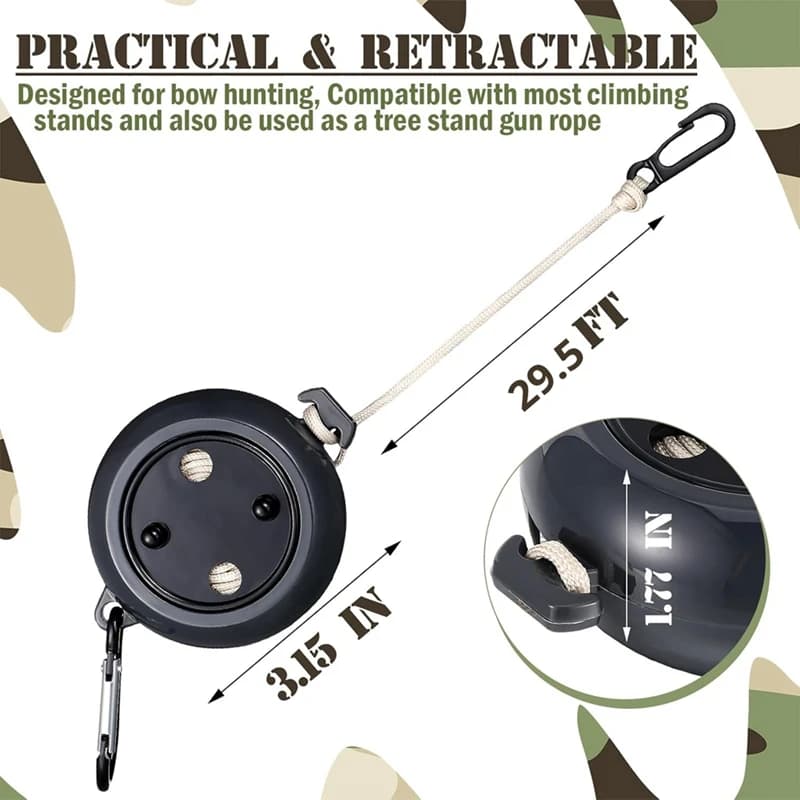 2 Pcs Tree Stand Gear Hoist 29.5 Ft Retractable Bow & Gear Hoist Bow Hunting Gear Accessories For Hunting Bow, Black - Image 5