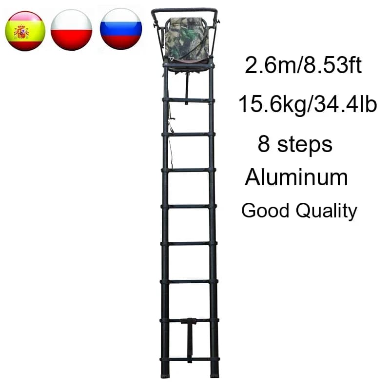 z For SC02 Hunting Telescopic Tree Stand Ladders 2.6M Foldable Tree Stand Seats Aluminum Hunter Chair Stand Animals Observation - Image 3