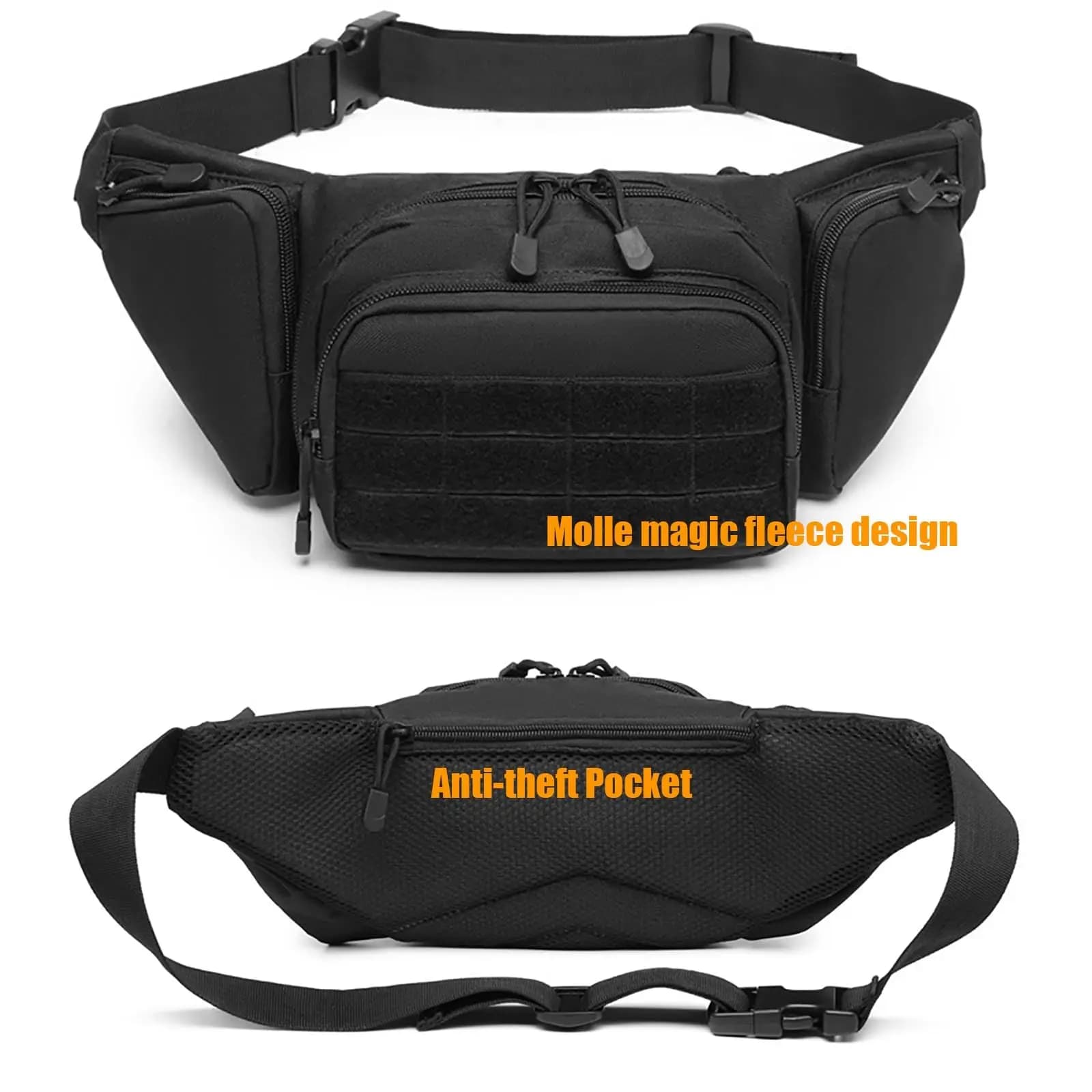 Waterproof Tactical Fanny Pack Concealed Carry Waist Bag with Molle System EDC Pouch for Outdoor Sports Traveling - Image 4