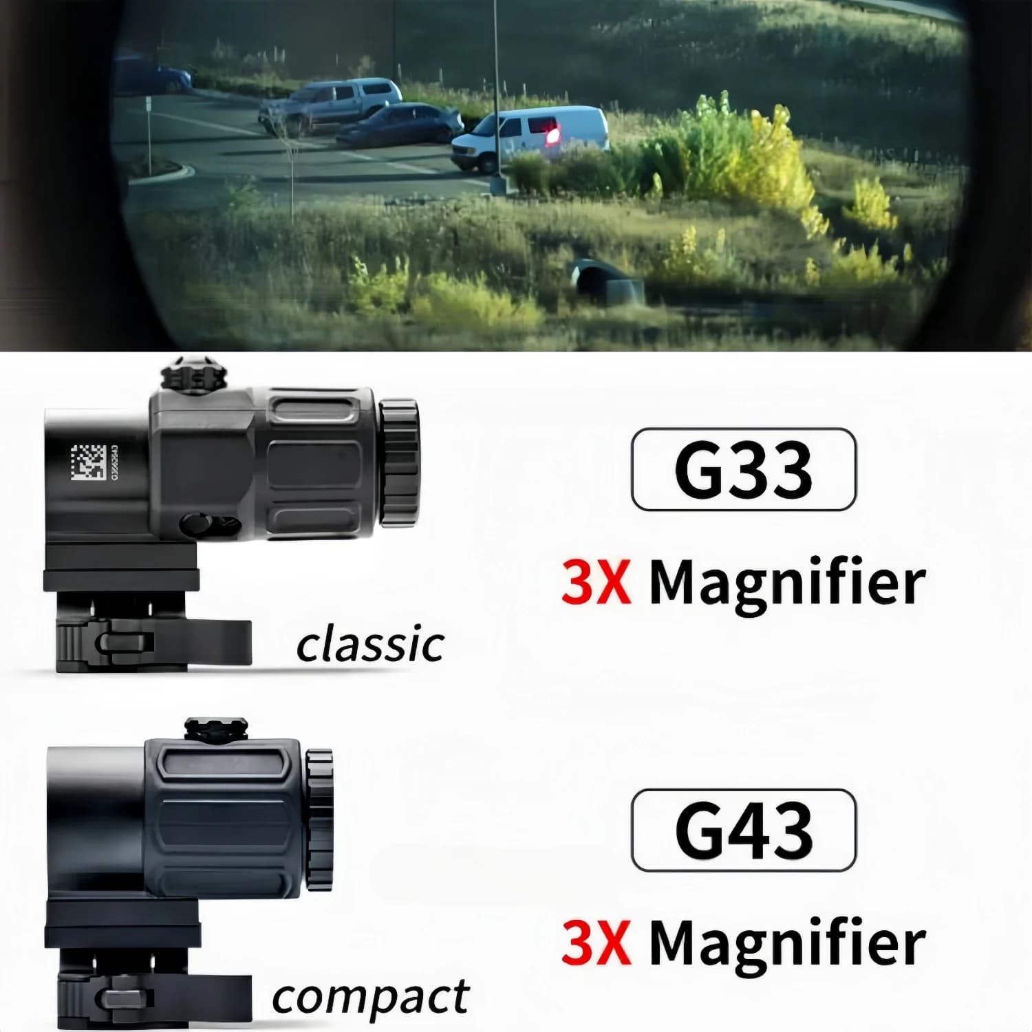 Tactical G33 G43 G45 Sight Fixed 3X 5X Magnifier Scope with Quick Disassembly and Flipping for Airsoft Hunting Collimator - Image 1
