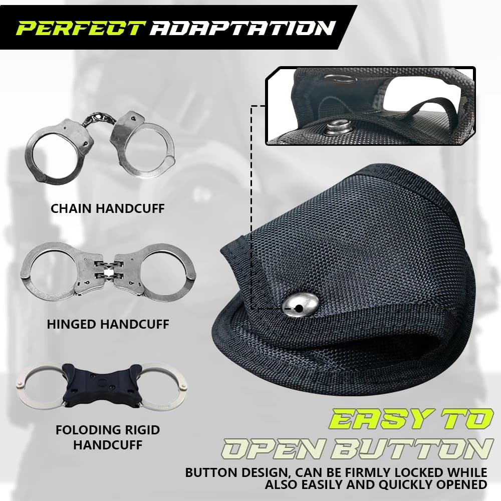 Tactical Molle Handcuff Holder,Quick Pull Out,Waist Pockets,Tool Key Phone Holder,Two Buttons,Adjustable,Fits 1.5inch Belt Loop - Image 2