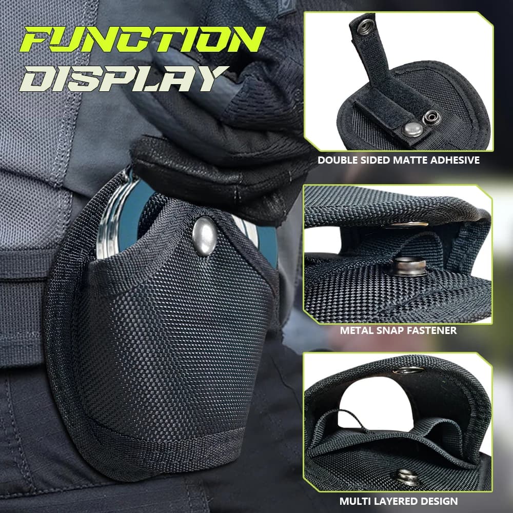 Tactical Molle Handcuff Holder,Quick Pull Out,Waist Pockets,Tool Key Phone Holder,Two Buttons,Adjustable,Fits 1.5inch Belt Loop - Image 4