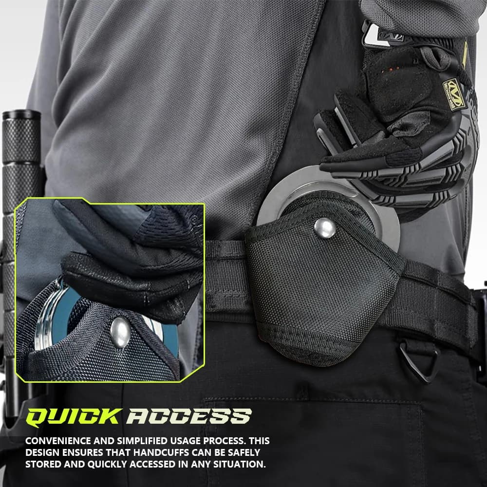 Tactical Molle Handcuff Holder,Quick Pull Out,Waist Pockets,Tool Key Phone Holder,Two Buttons,Adjustable,Fits 1.5inch Belt Loop - Image 5