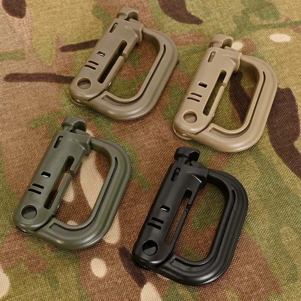 Tactical D Locking Ring 2 pcs Buckle Grimloc MOLLE Carabiner Plastic Clip Snap Type Tactical Vest Bag Connection Point Fastener - Image 2