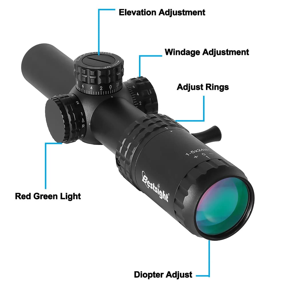 1-5X24 Tactical Optical Scope Red and Green Illuminated Reticle Hunting Scopes Compact Scope Sight - Image 3