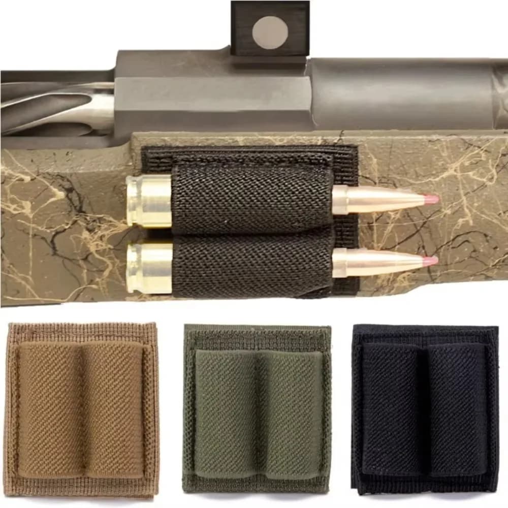 DIZETION 2-Round Bullet Holder - Adhesive Cartridge Carrier | VELCRO Hook/Loop Utility Gear (2 Hole) - Image 2