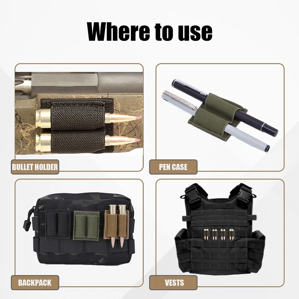 DIZETION 2-Round Bullet Holder - Adhesive Cartridge Carrier | VELCRO Hook/Loop Utility Gear (2 Hole) - Image 3