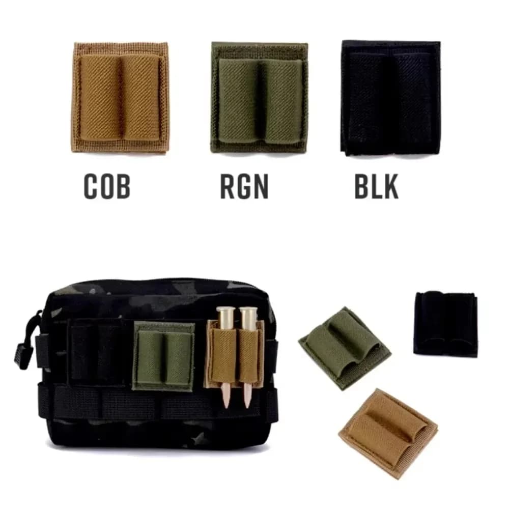 DIZETION 2-Round Bullet Holder - Adhesive Cartridge Carrier | VELCRO Hook/Loop Utility Gear (2 Hole) - Image 4