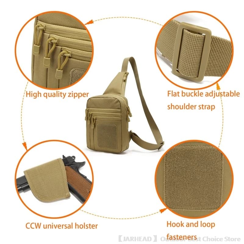 Tactical Concealed Crossbody Gun Bag Shoulder Chest Pack Outdoor Hiking Hunting Camping chest bag with Gun Holster - Image 3