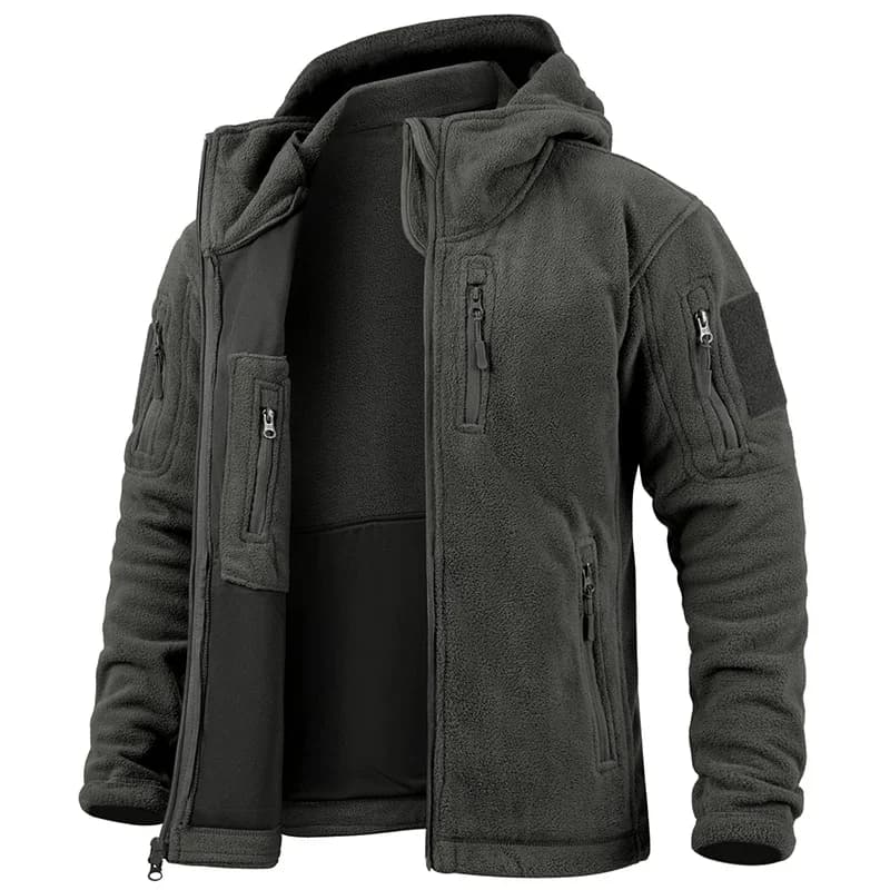 Men's Hunting Fleece Jacket Hiking Hunting Outdoor Fleece Tactical Jacket Winter Warm Full Zip Military Hoodies Multi-Pockets - Image 2