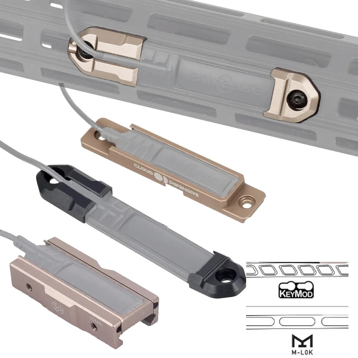 Mlok Keymod Rail Mount Surefire M600 M300 Scout Light Flashlight ST07 Pressure Pad Switch Accessories for 20mm Picatinny Rail - Image 1