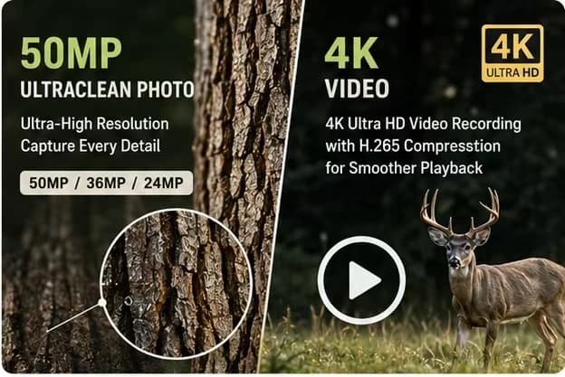 Solar Wildlife 50MP 4K Video Trail Camera with Night Vision 0.3s Motion Activated Waterproof for Outdoor Hunting Garden Monitori - Image 2