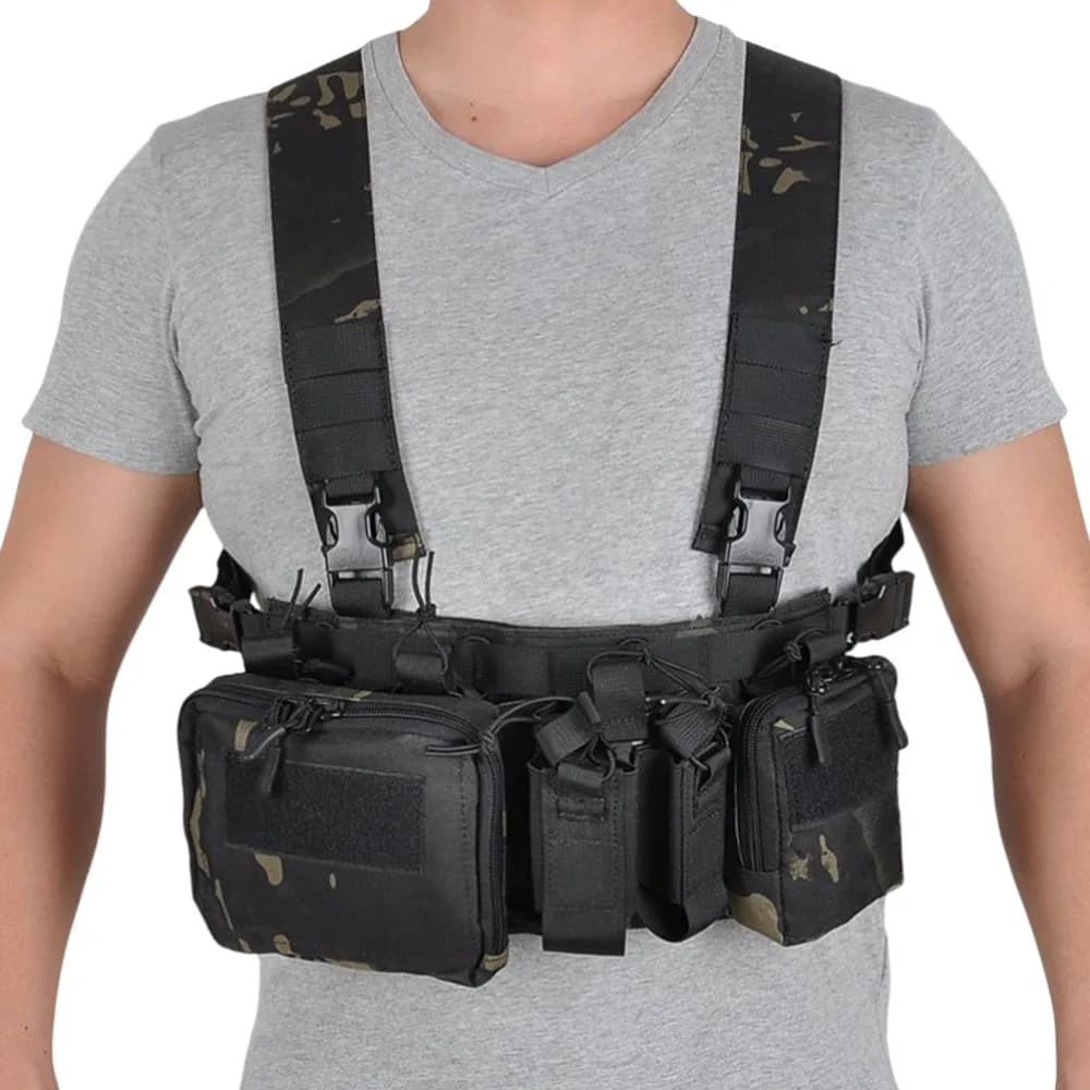 Tactical Chest Vest Rig Bag Field Training Vest Multifunctional Camouflage Strap with Multi-Pocket Outdoor Camping CS Match Pack - Image 1