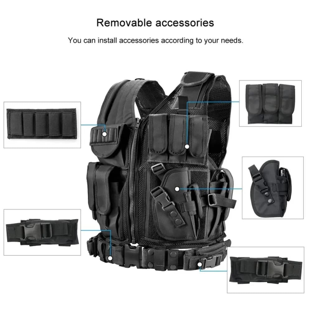 Multi-Pocket Swat Army Tactical Vest Jungle Combat Body Armor Vests Security Hunting Outdoor CS Game Airsoft Training Jacket - Image 4