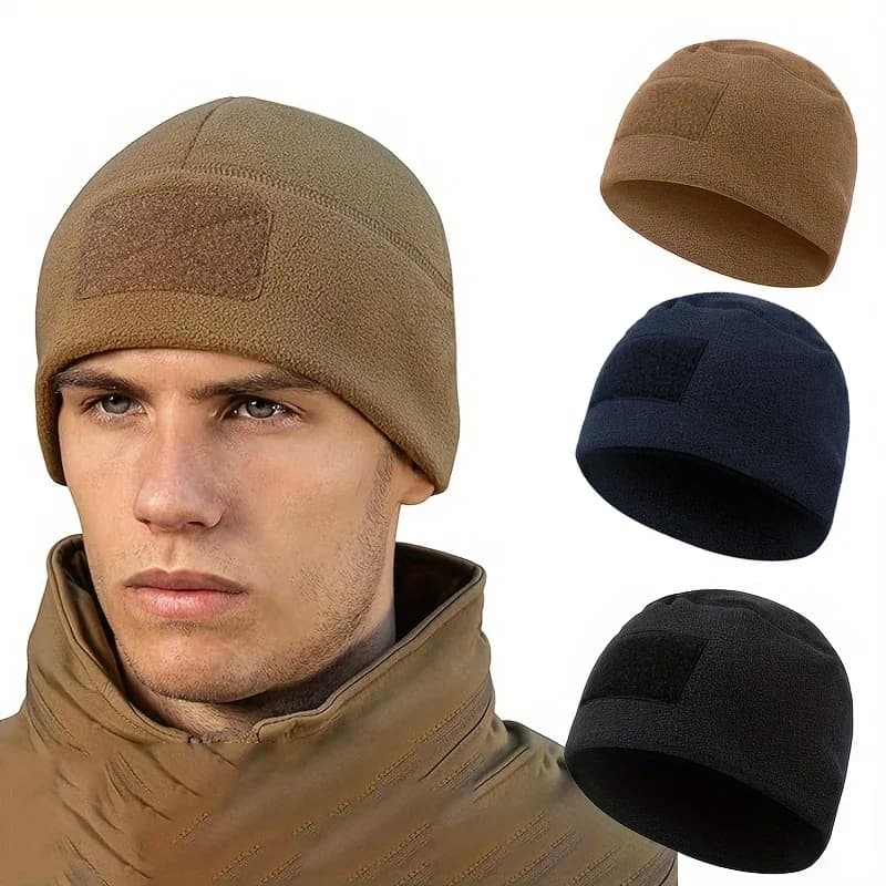 Windproof Tactical Beanie - Thick, Warm Knit Hat for Outdoor Activities, Breathable & Stretch Fit, Solid Color - Image 1