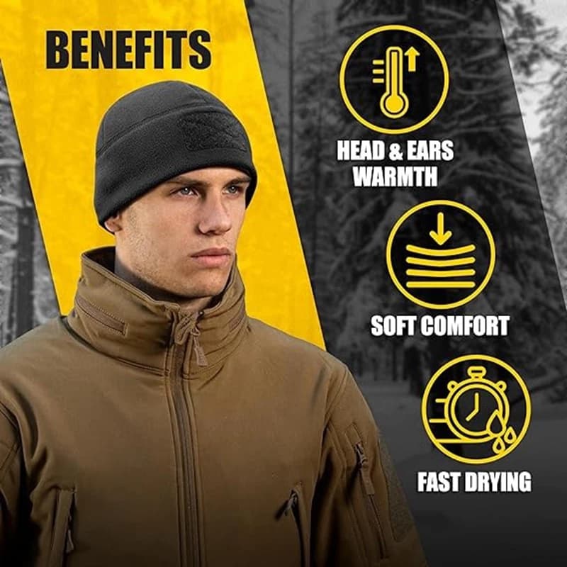 Windproof Tactical Beanie - Thick, Warm Knit Hat for Outdoor Activities, Breathable & Stretch Fit, Solid Color - Image 5