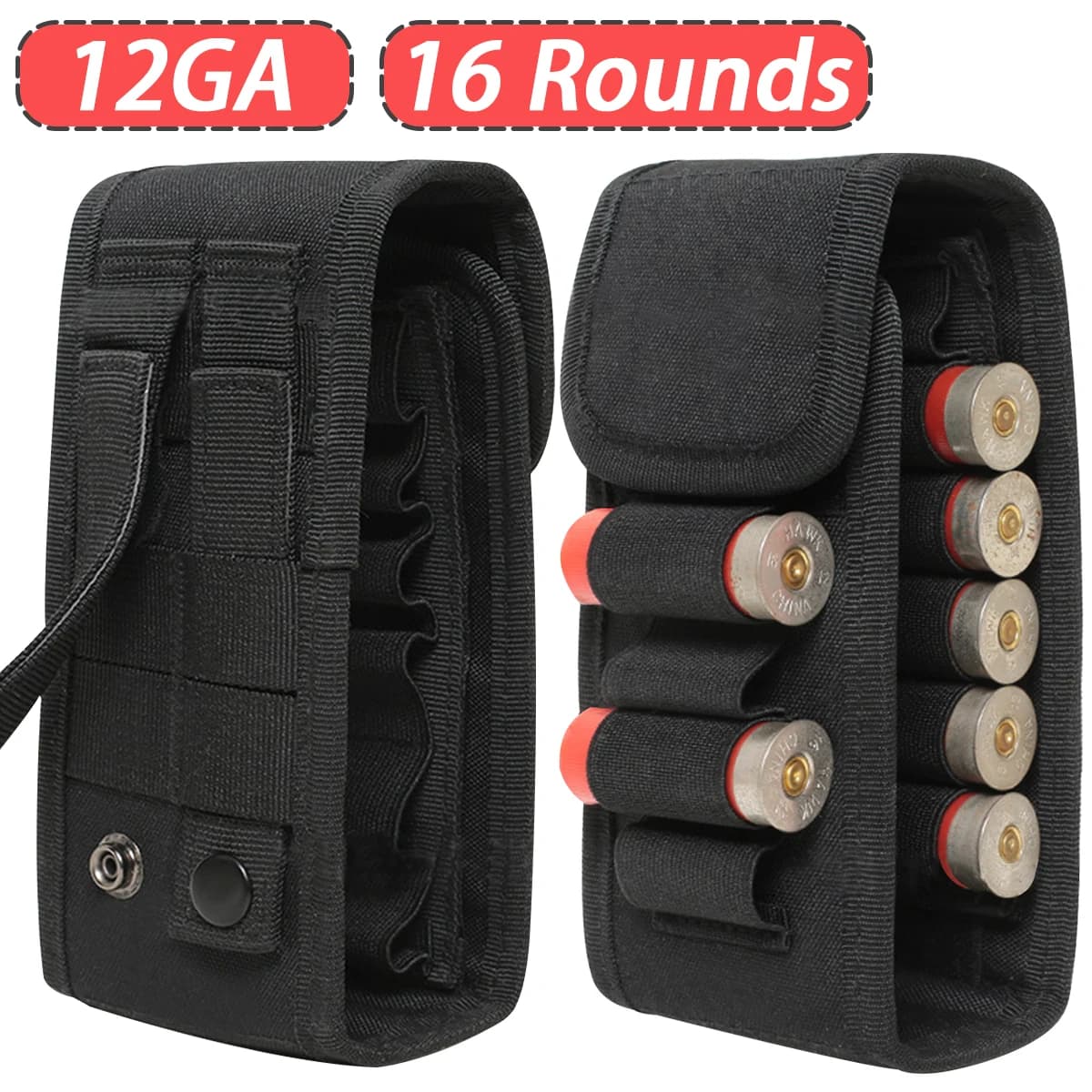 16 Rounds 12GA Shotgun Shell Holder Tactical Molle Waist Bandolier Shotshell Ammo Pouch for 12/16/20 Gauge - Image 1
