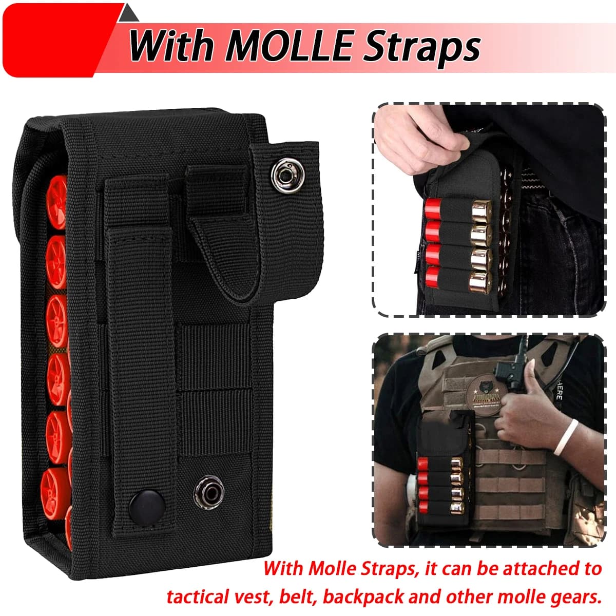 16 Rounds 12GA Shotgun Shell Holder Tactical Molle Waist Bandolier Shotshell Ammo Pouch for 12/16/20 Gauge - Image 3