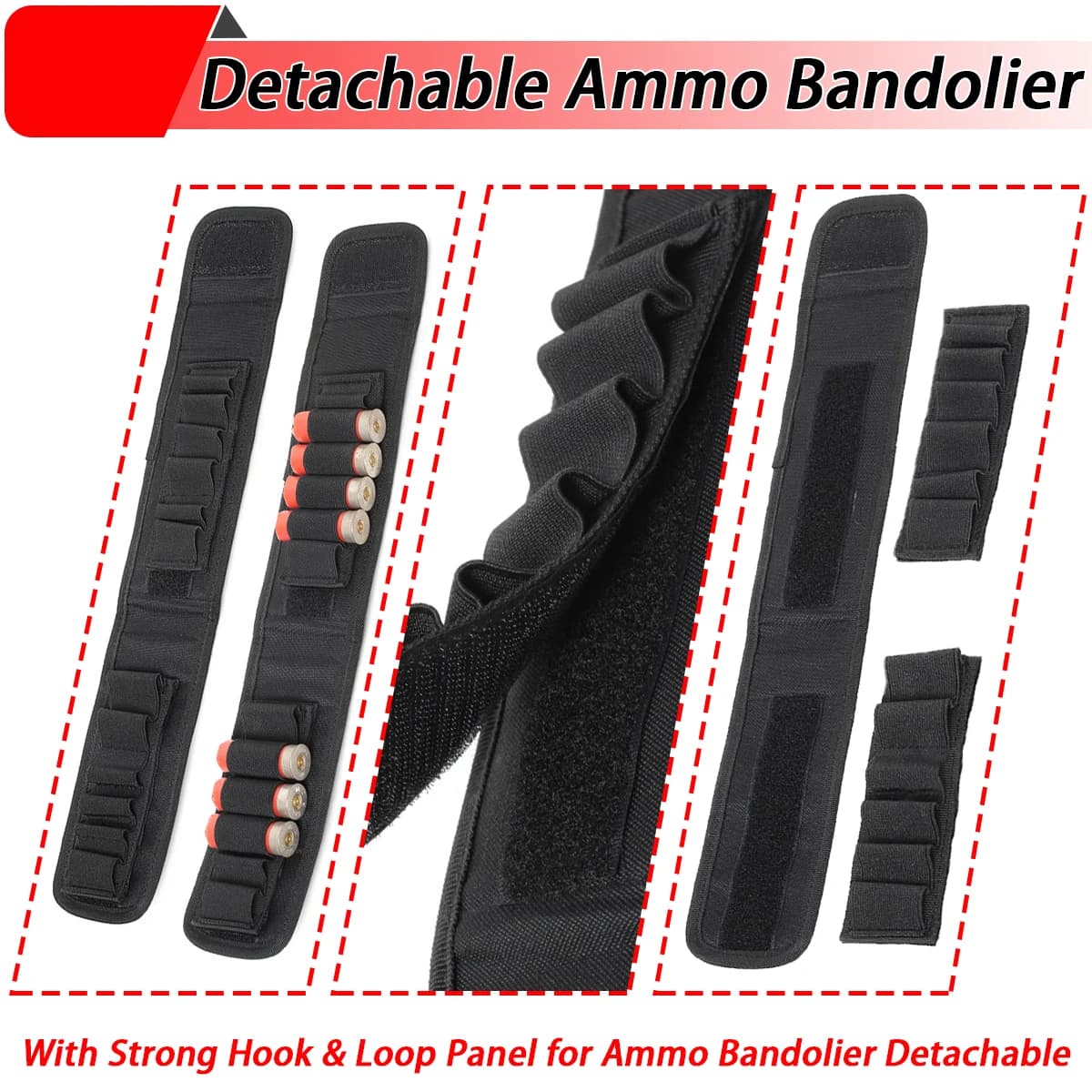 16 Rounds 12GA Shotgun Shell Holder Tactical Molle Waist Bandolier Shotshell Ammo Pouch for 12/16/20 Gauge - Image 4