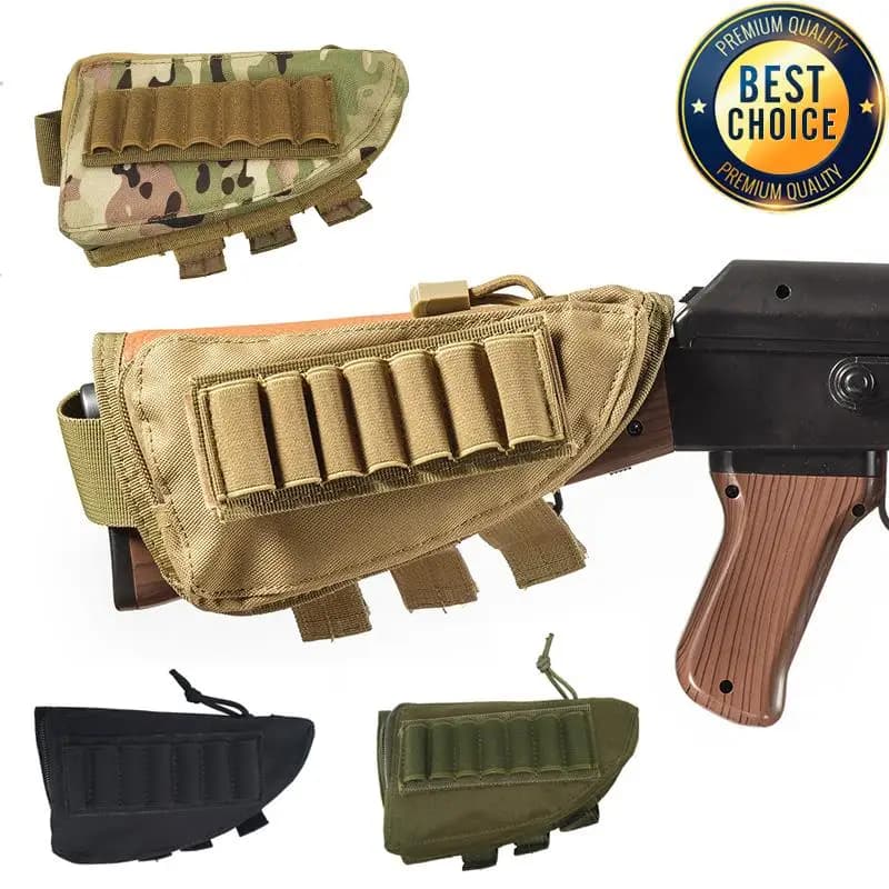 Tactical Rifle Shotgun Buttstock Cheek Rest Rifle Stock Ammo Shell Nylon Magazine Molle Pouch Holder Gun Accessories for Hunting - Image 1