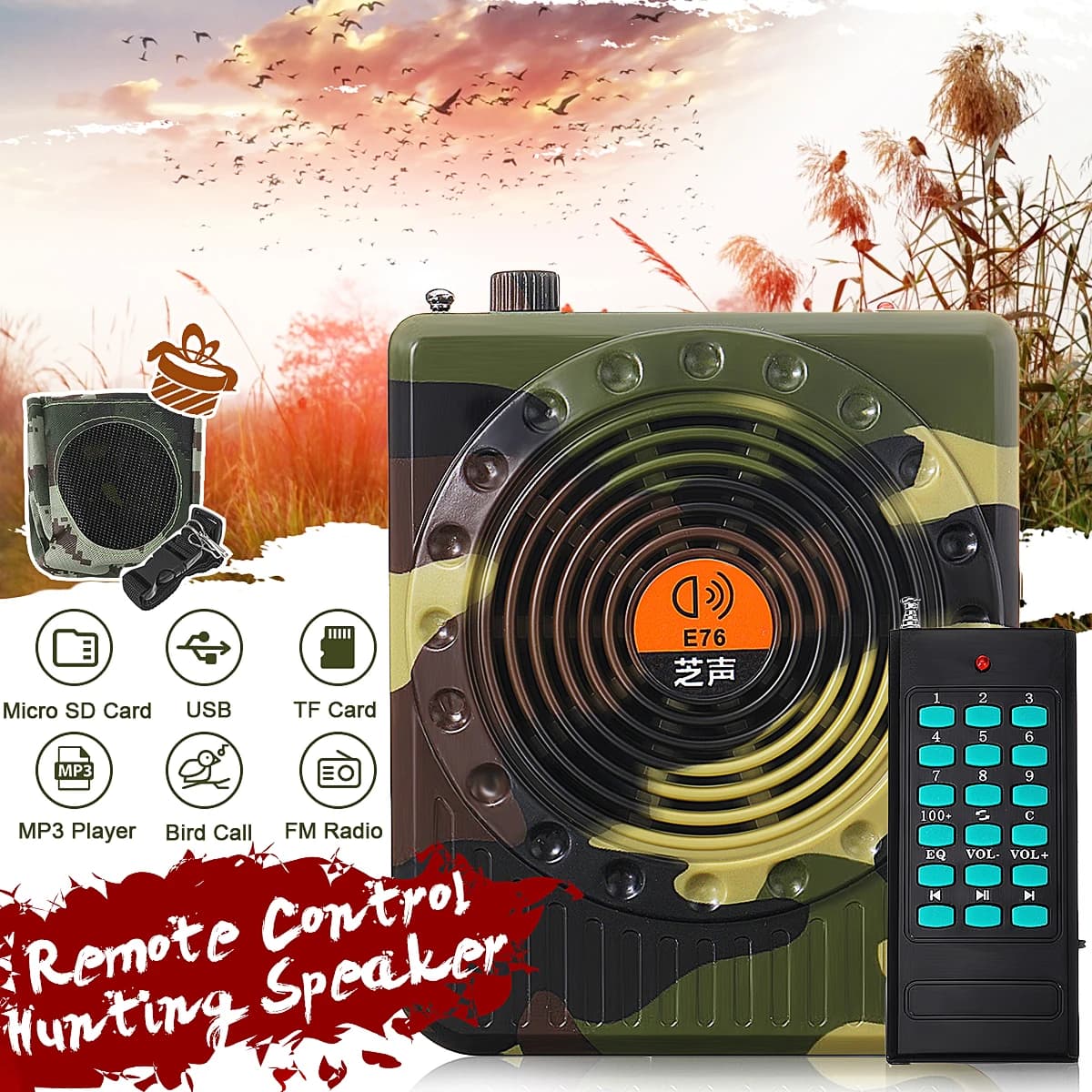 High-qualit Remote control amplifier professional small sound amplifier bait call speaker hunting tool sound amplifier EU plug - Image 1