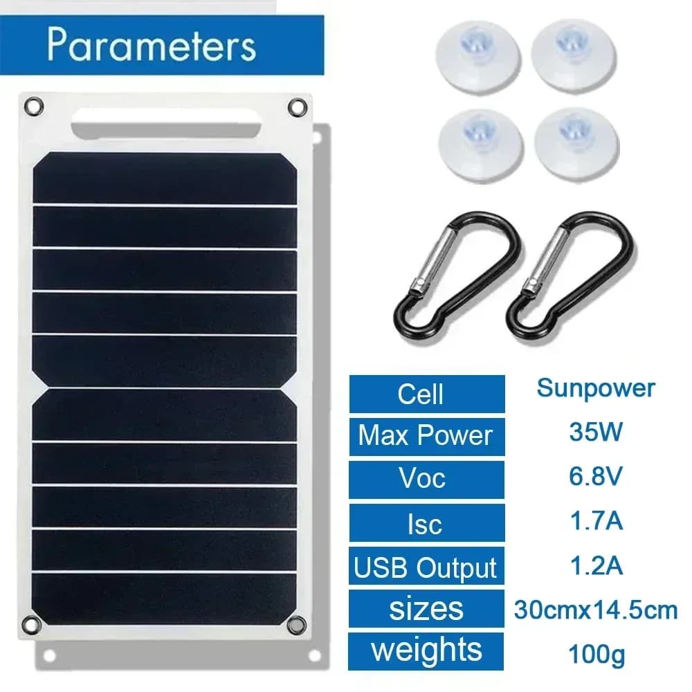 SOECOPO 30W Lightweight Flexible Solar Panel Kit, Free Mini Solar Regulator, Complete Hooks & Suction Cups Accessories, Portable For Phone Outdoor Camping Charging, US Warehouse 2-8 Days Fast Domestic Delivery - Image 3