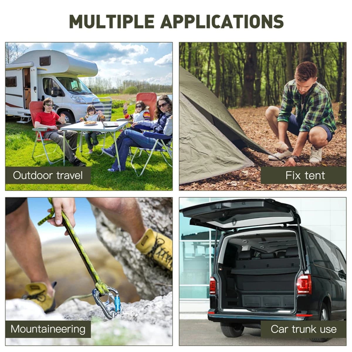 Heavy Duty Bungee Cord Elastic Tie Strap String Carabiner Hooks Kayak Cycling Luggage Packing Ropes Camping Accessories - Image 6