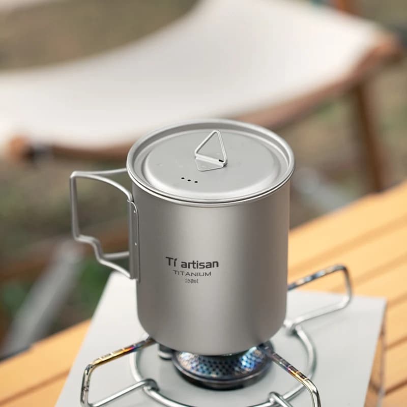 Tiartisan Outdoor Titanium Lightweight Portable Tea Coffee Cup Folding Handle Camping Water Mug for Hiking Travelling - Image 4