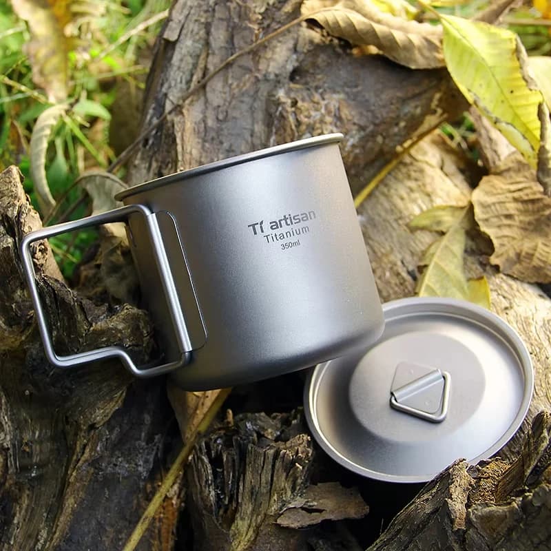 Tiartisan Outdoor Titanium Lightweight Portable Tea Coffee Cup Folding Handle Camping Water Mug for Hiking Travelling - Image 6