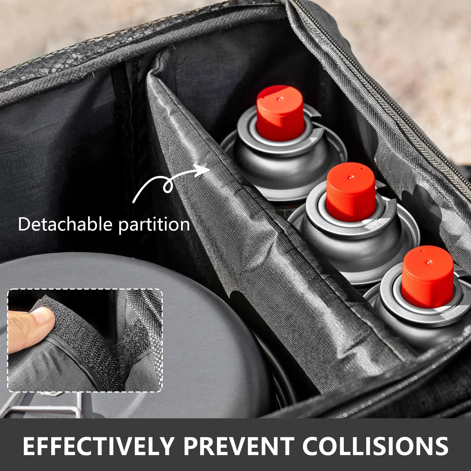 BISINNA Outdoor Camping Bag 26L/30L/42L Folding Gas Tank Storage Bag Picnic Cookwre Container Camp Supplies Adjustable Partition - Image 3