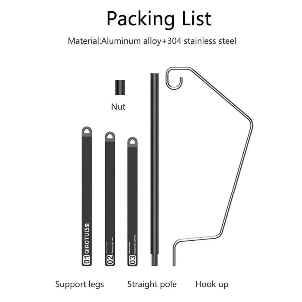 TARKA Ultralight Lantern Stand Tabletop Hanger Light Holder Folding Detachable Outdoor Portable Lightweight Tripod Light Stand - Image 1