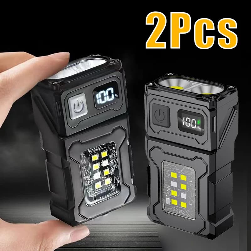 2/1Pcs Portable Flashlight Super Bright MINI USB Rechargeable LED Tail MagnetTorch with COB Emergency Light for Camping Hiking - Image 1