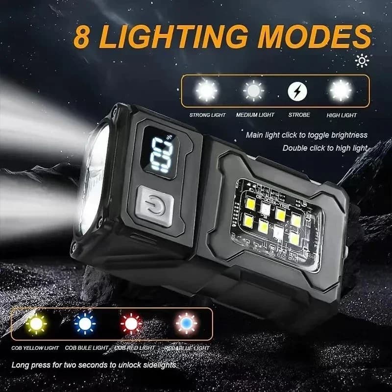 2/1Pcs Portable Flashlight Super Bright MINI USB Rechargeable LED Tail MagnetTorch with COB Emergency Light for Camping Hiking - Image 2