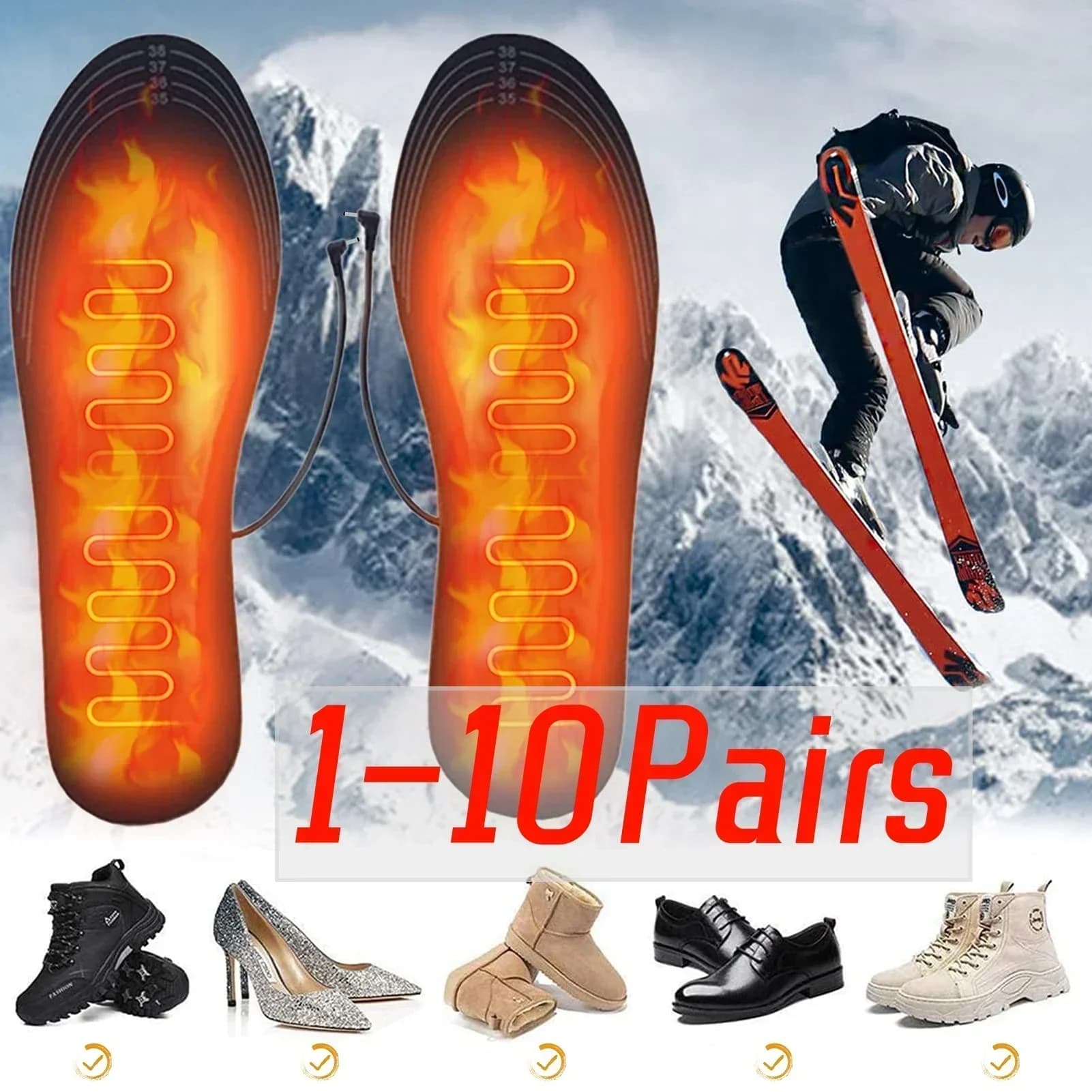 USB Heated Insoles for Shoes Electric Foot Warming Pad Winter Feet Warmer Sock Mat Outdoor Sports Shoe Heating Insole - Image 2