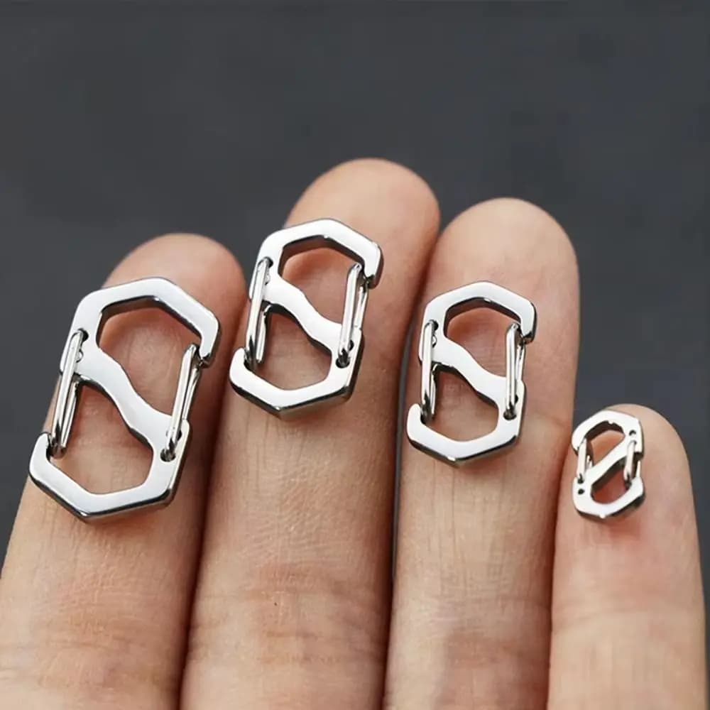10PCS Stainless Steel Backpack Buckle S Type Handmade Carabiner with Lock Silver Necklace Clasps Jewelry Accessories - Image 1