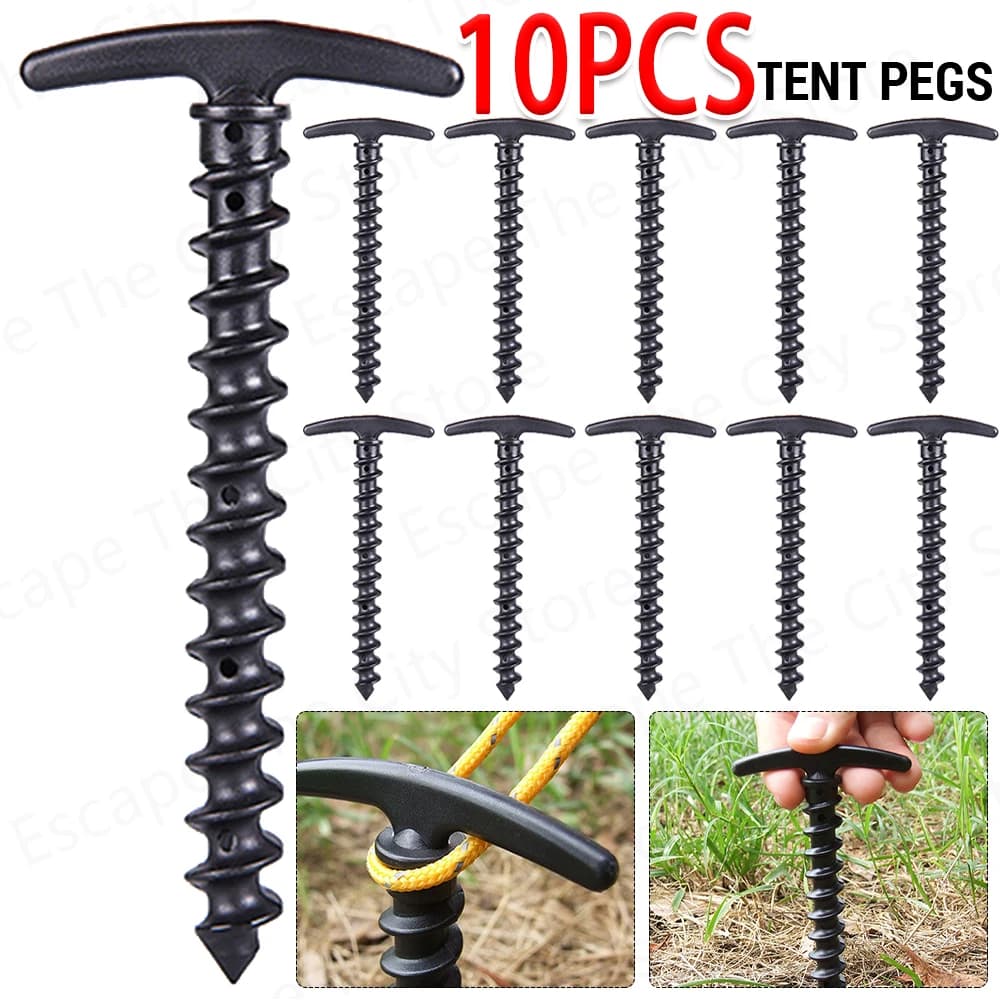 10pcs/pack Tent Pegs Ground Nails Outdoor Camping Peg Screw Anchor Stakes Hiking Tent Pins Windproof Tent Accessories 14.5x7cm - Image 1